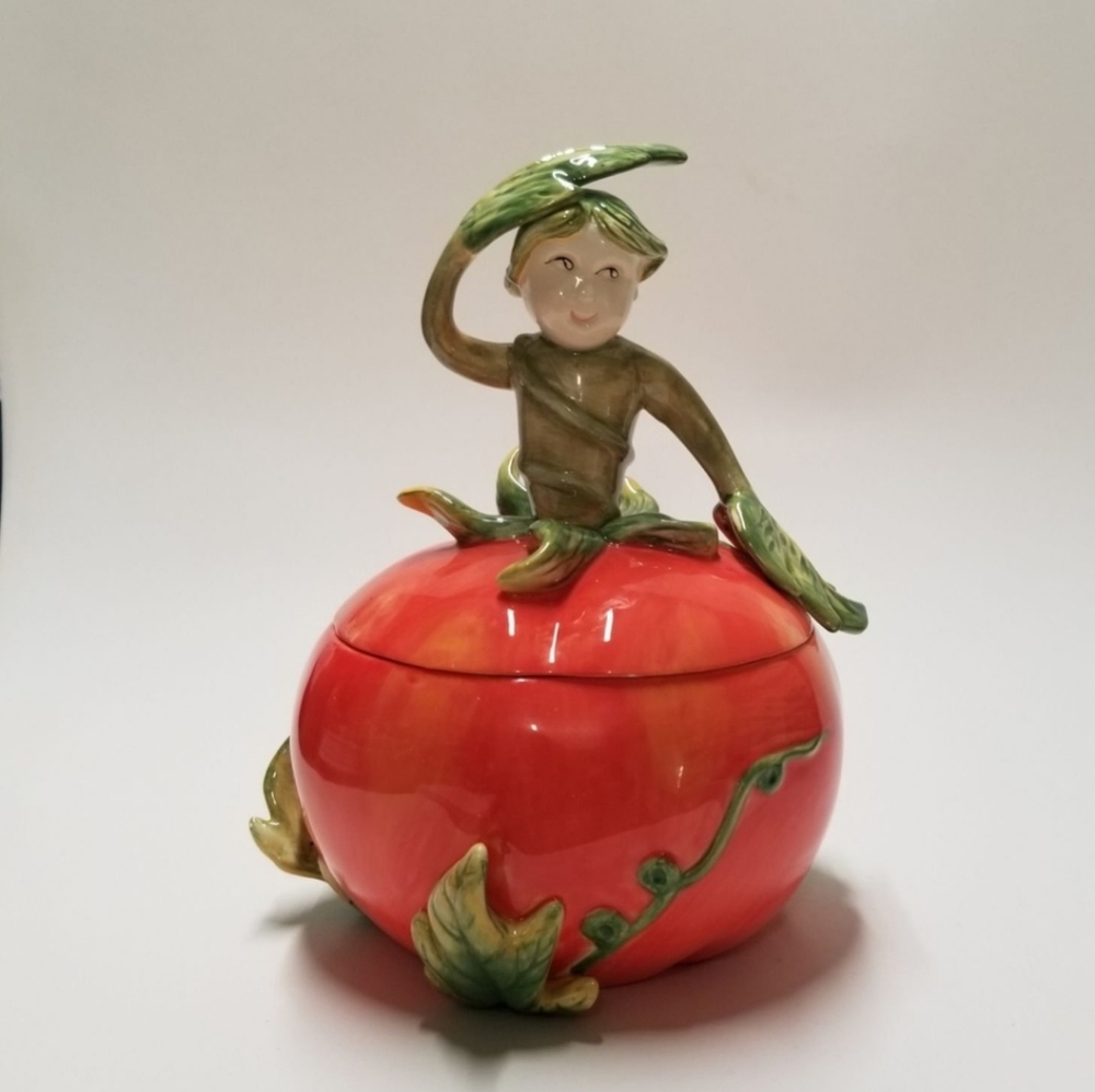 Vintage Pixie Elf on Pumpkin Covered Dish Halloween Thanksgiving Holiday Decor